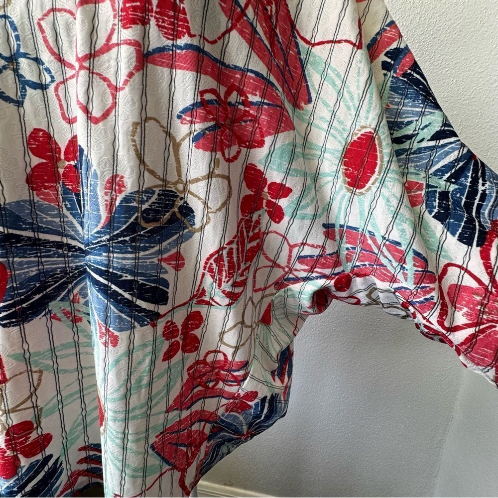 Anthropologie Eva Franco Retro Floral Top Tie Sleeves Bat Wings SZ 8 NEW - Picture 4 of 11